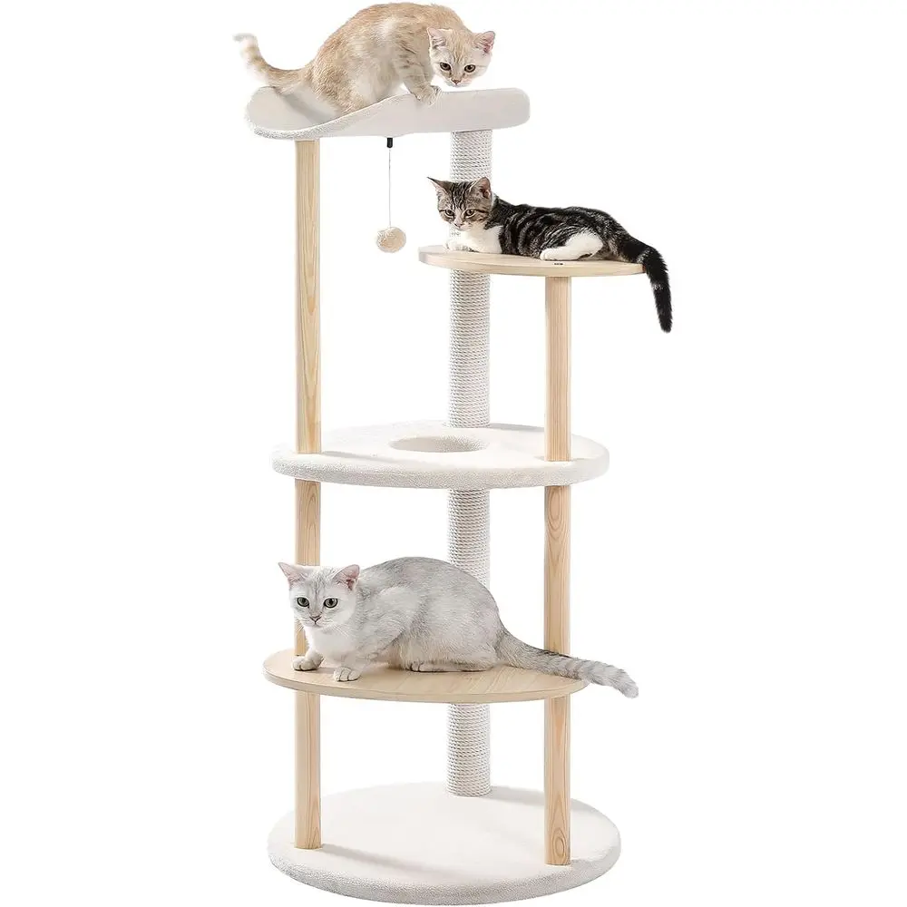 Cat Scratching Post - 5-Level Beige Indoor Cat Tree Tower