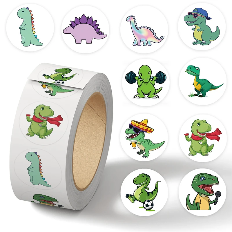 Pet Supplies Rewards - 500PCS Cartoon Dinosaur Roll Sticker School