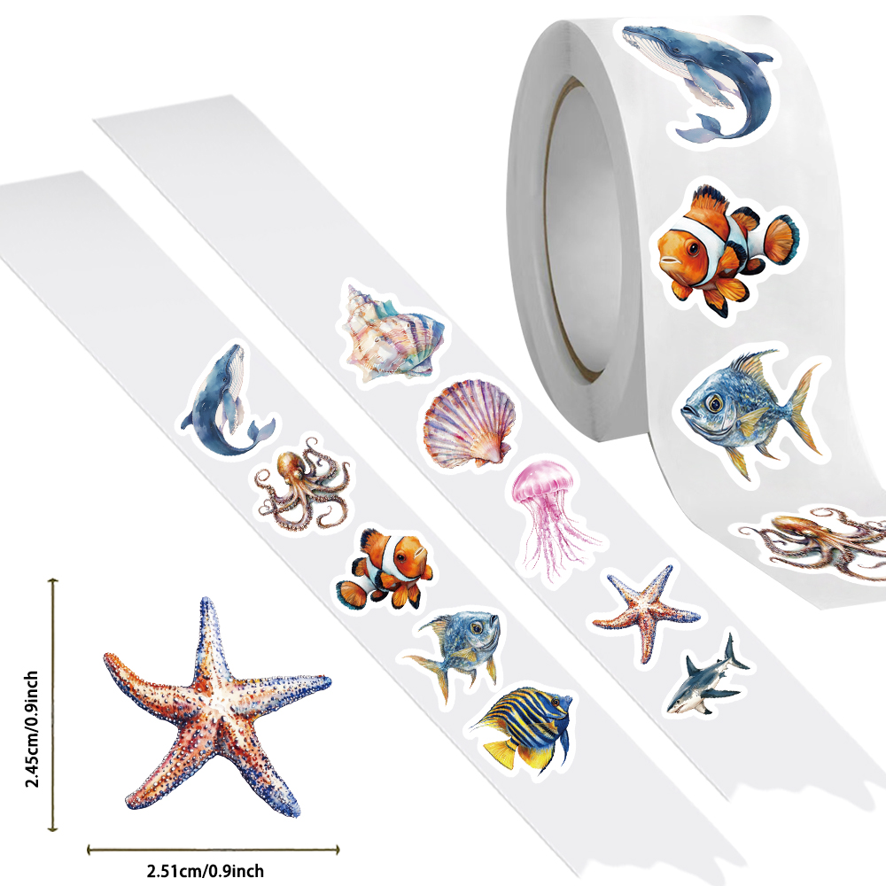 Pet Supplies Rewards - 500PCS Ocean Animal Stickers Roll Cute