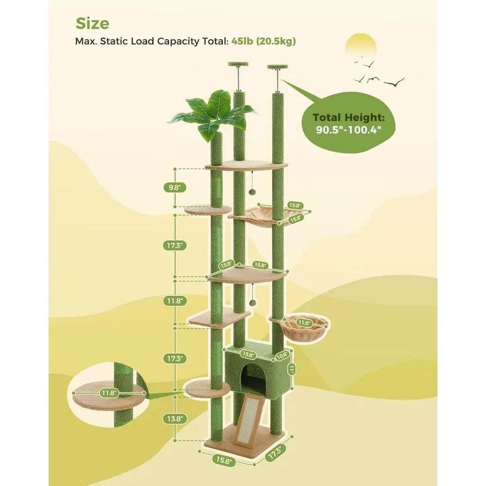 Adjustable Tall Cat Tree Tower - Cat Scratching Post 评论和价格