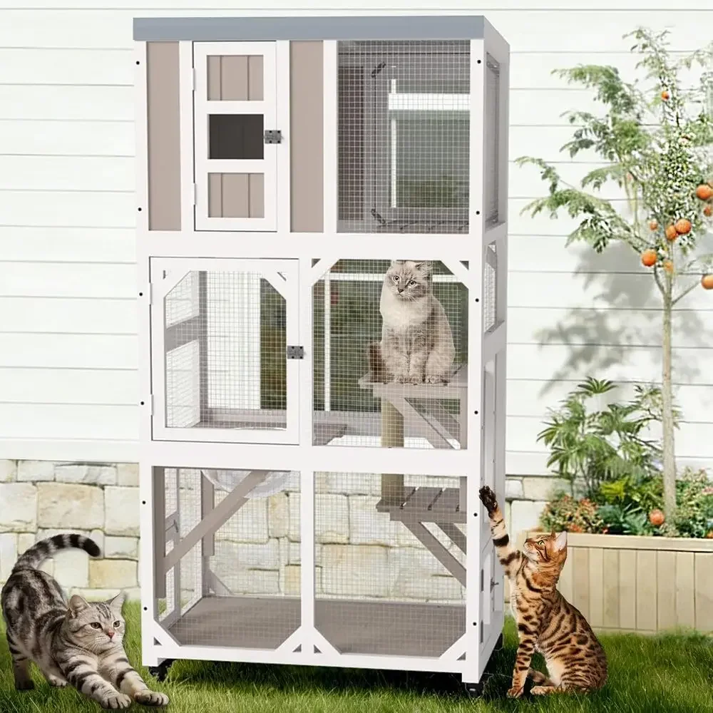 Outdoor Cat Enclosure with Whe - Cat Scratching Post 评论和价格