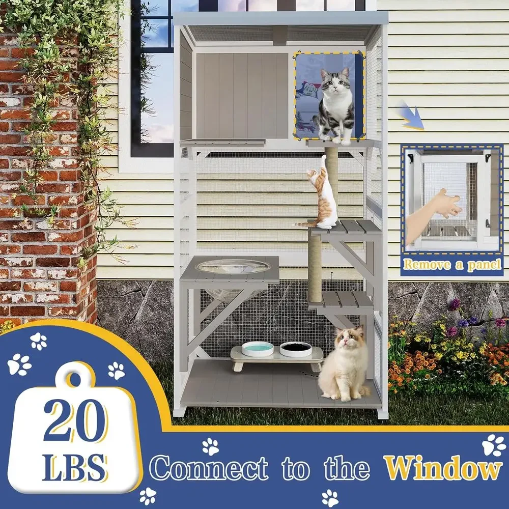 Outdoor Cat Enclosure with Whe - Cat Scratching Post 评论和价格