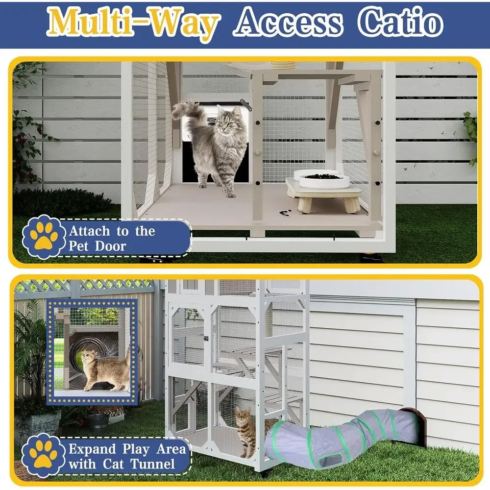 Outdoor Cat Enclosure with Whe - Cat Scratching Post 评论和价格