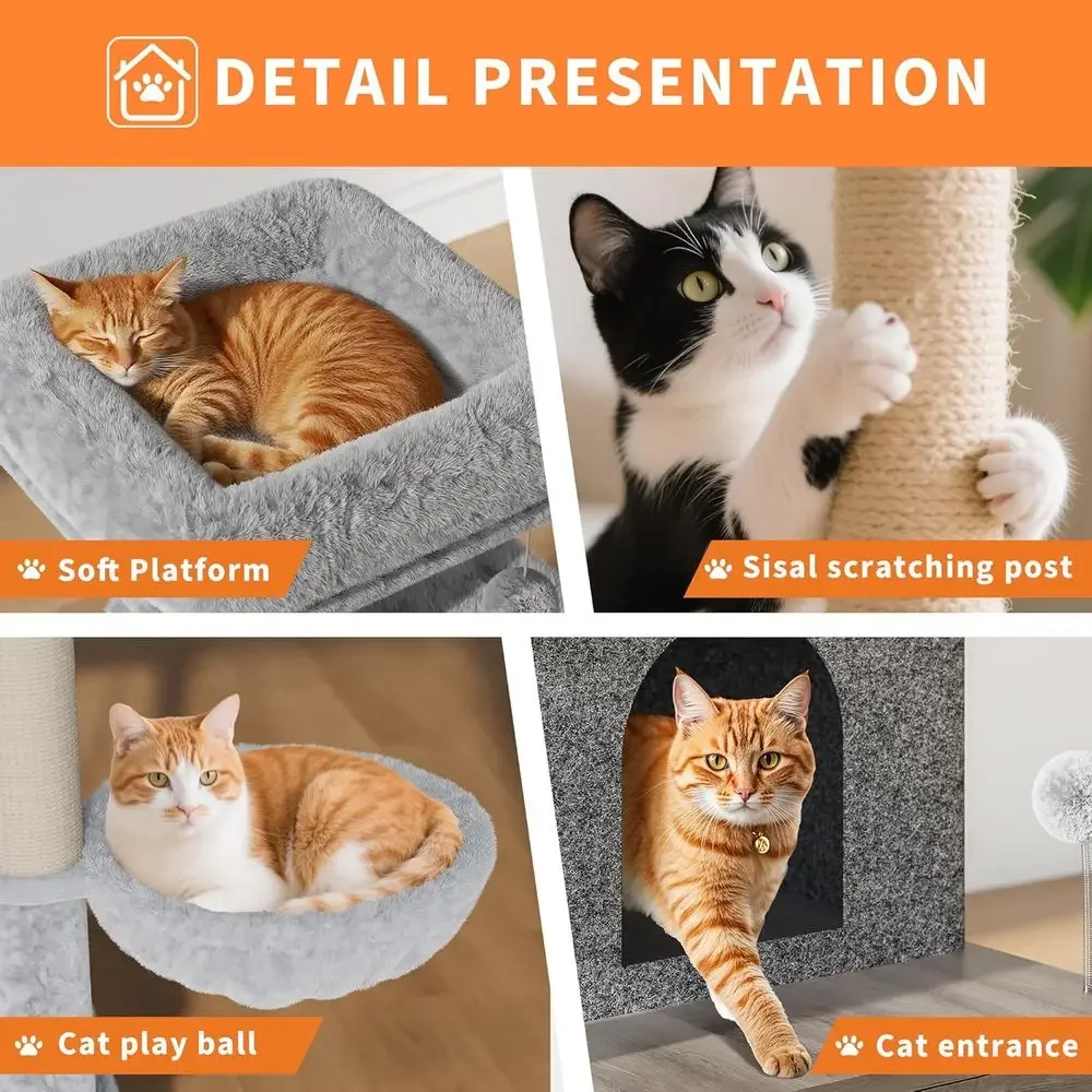 Large Multi-Level Cat Playhous - Cat Scratching Post 评论和价格
