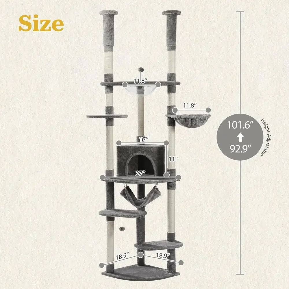 Adjustable Height Cat Tower: S - Cat Scratching Post 评论和价格