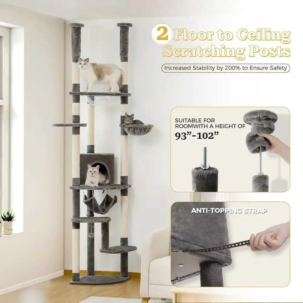 Adjustable Height Cat Tower: S - Cat Scratching Post 评论和价格