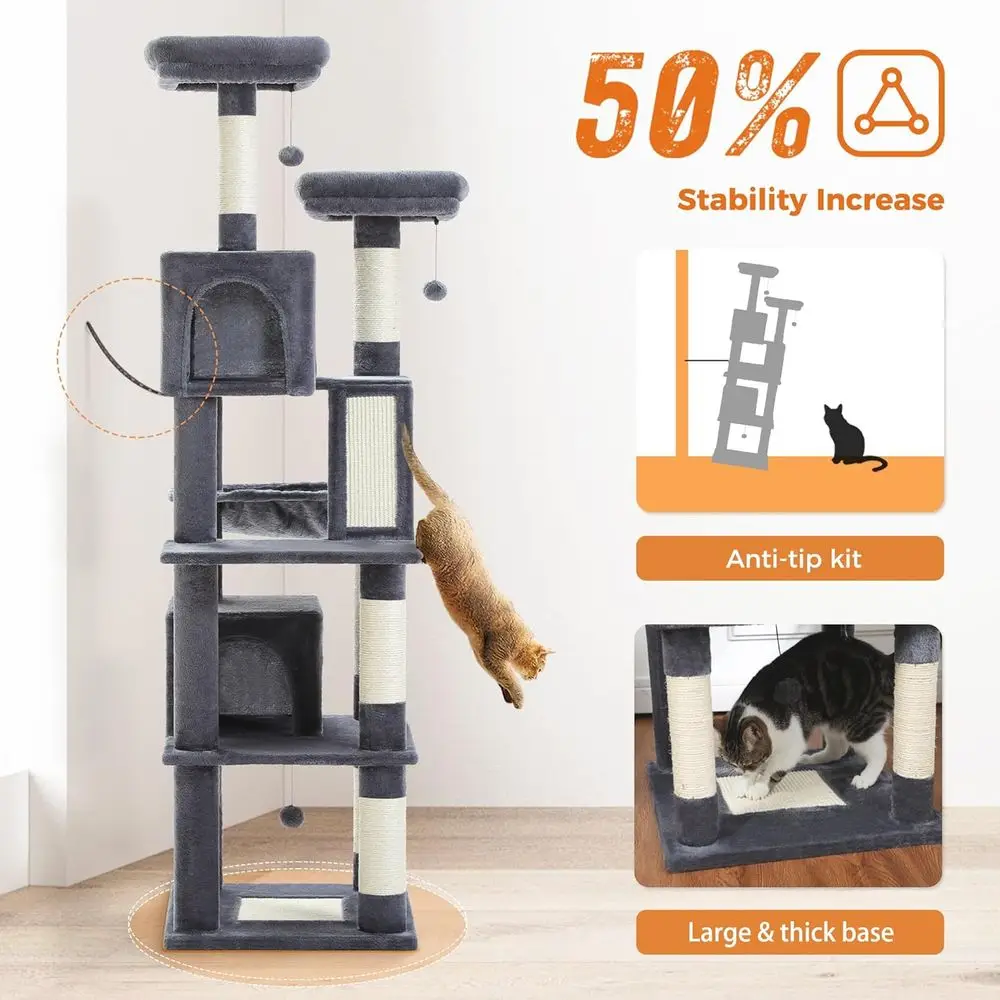 70 High Cat Tree with 2 Condos - Cat Scratching Post 评论和价格
