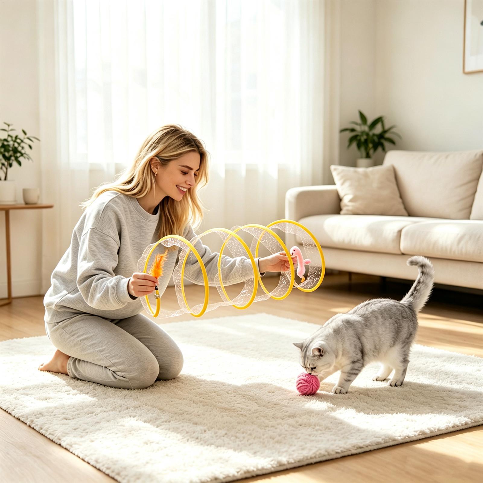 Spiral Tunnel Cat Toy Foldable - Cat Tunnel Toy 评论和价格