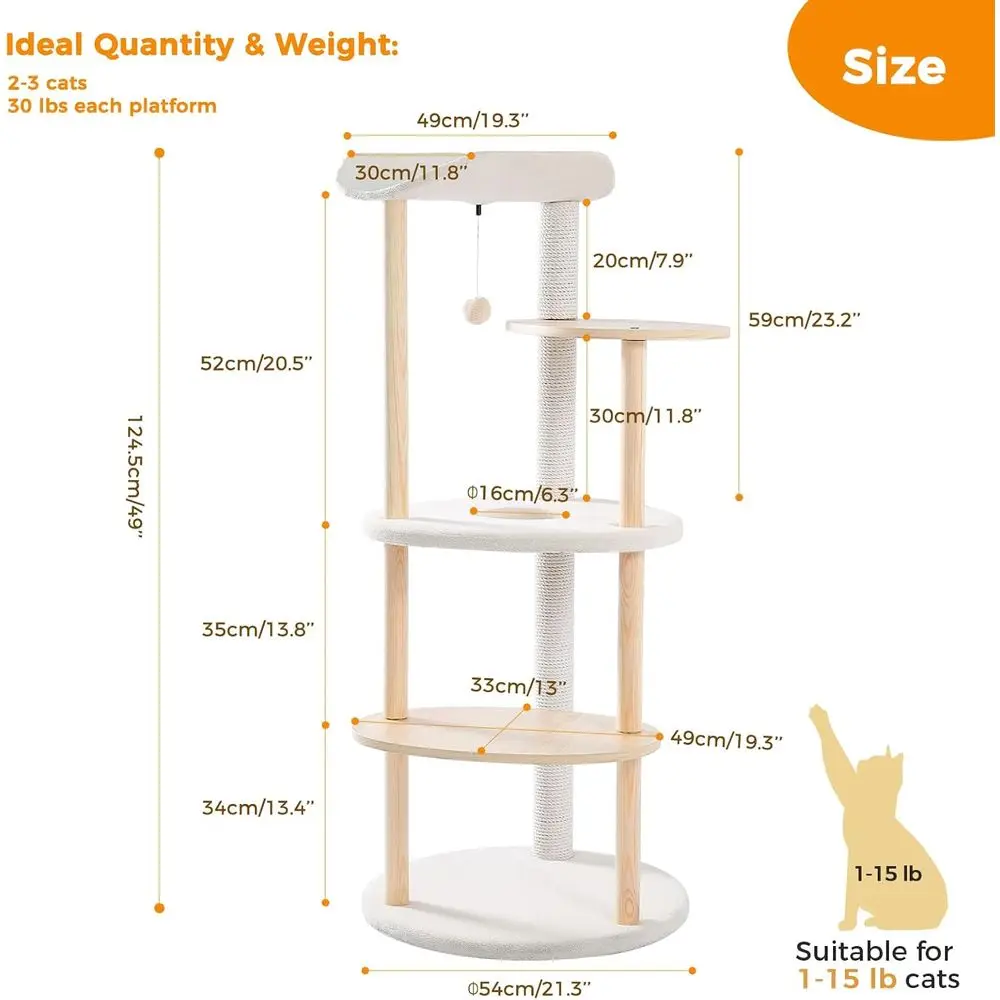 5-Level Beige Indoor Cat Tree  - Cat Scratching Post 评论和价格