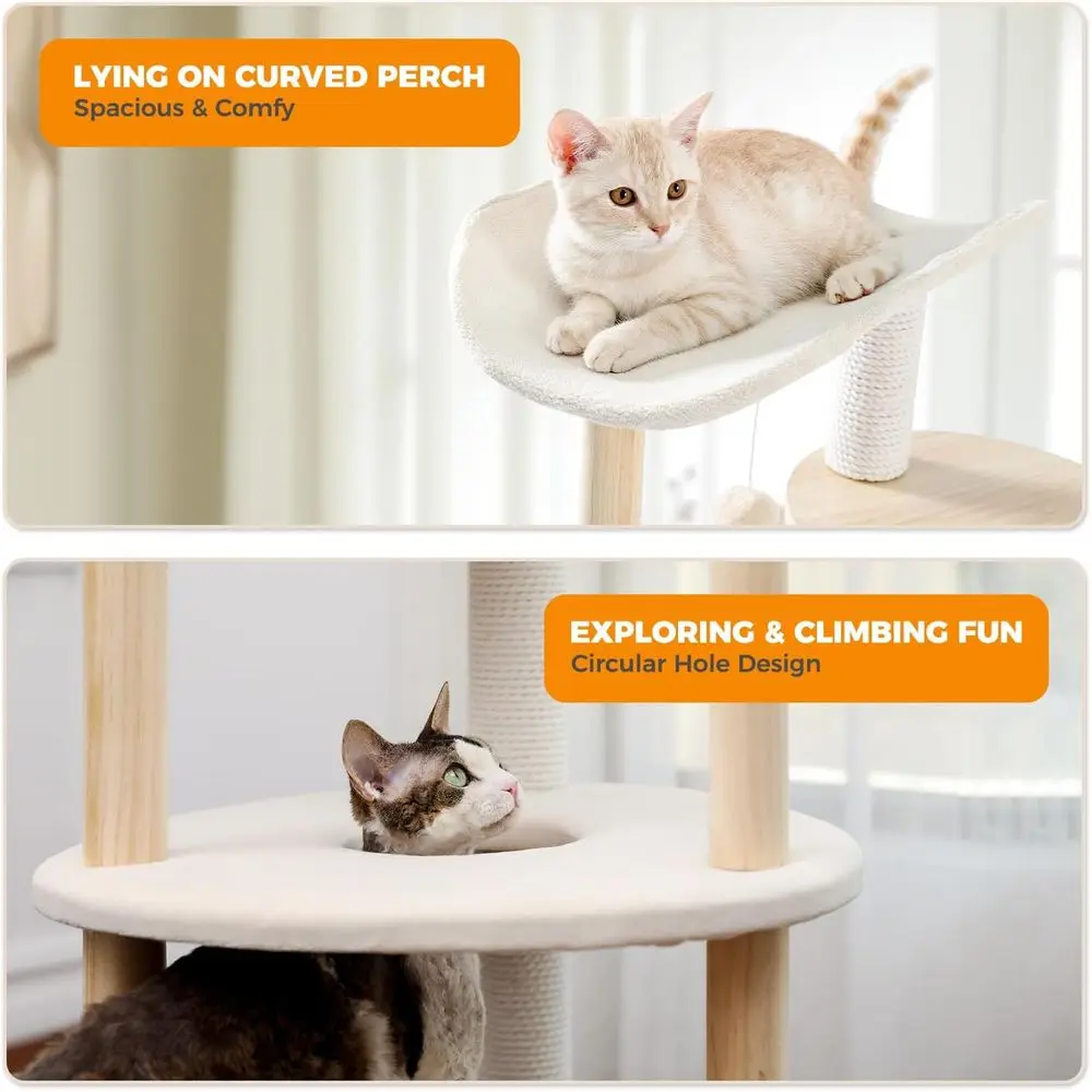 5-Level Beige Indoor Cat Tree  - Cat Scratching Post 评论和价格