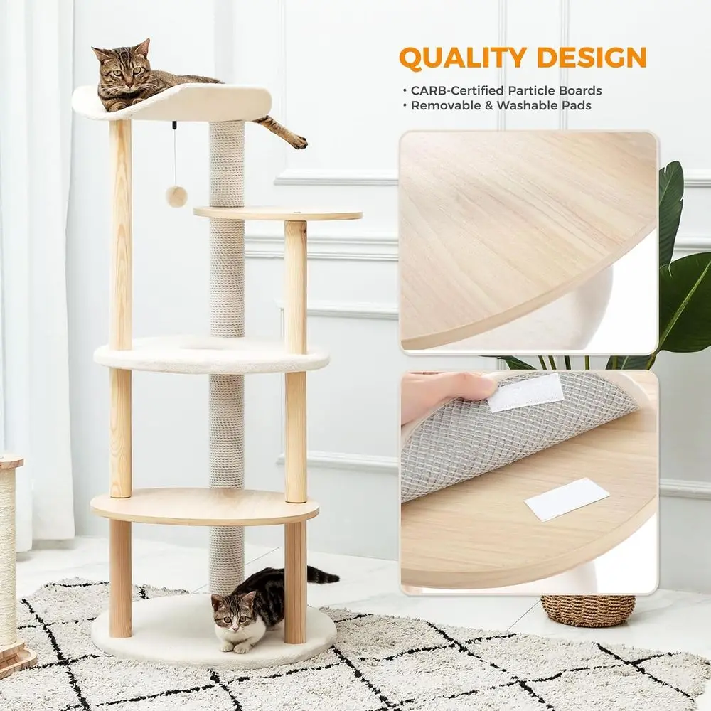 5-Level Beige Indoor Cat Tree  - Cat Scratching Post 评论和价格