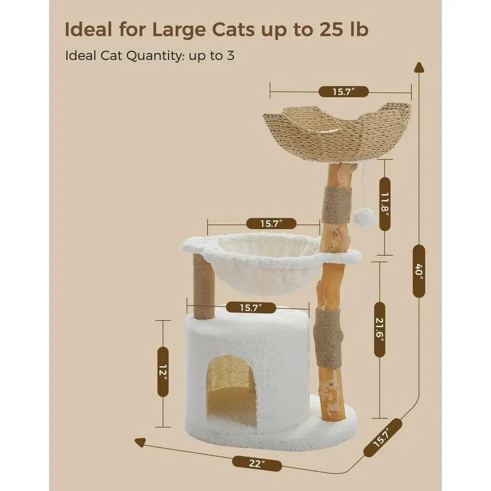 Large Cozy Cat Tree with Real  - Cat Scratching Post 评论和价格
