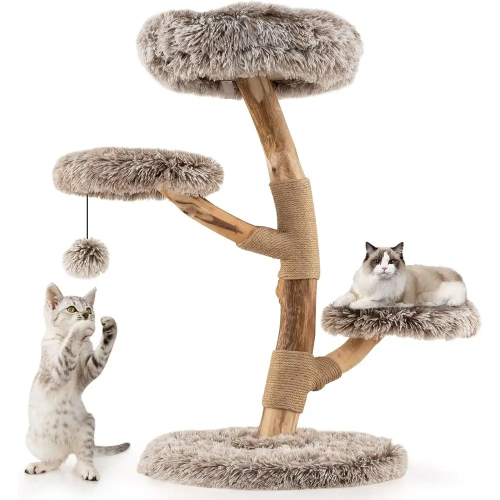 Multi-Level Wooden Cat Tower w - Cat Scratching Post 评论和价格