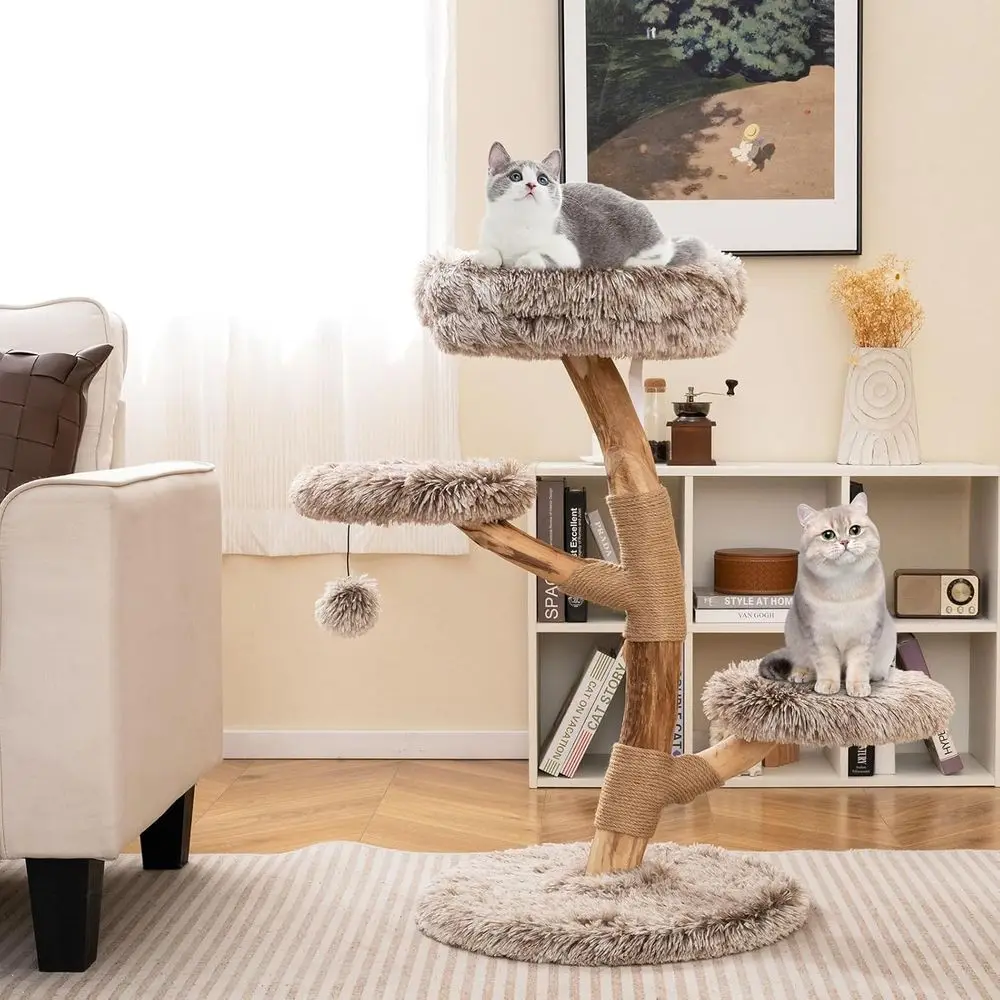 Multi-Level Wooden Cat Tower w - Cat Scratching Post 评论和价格