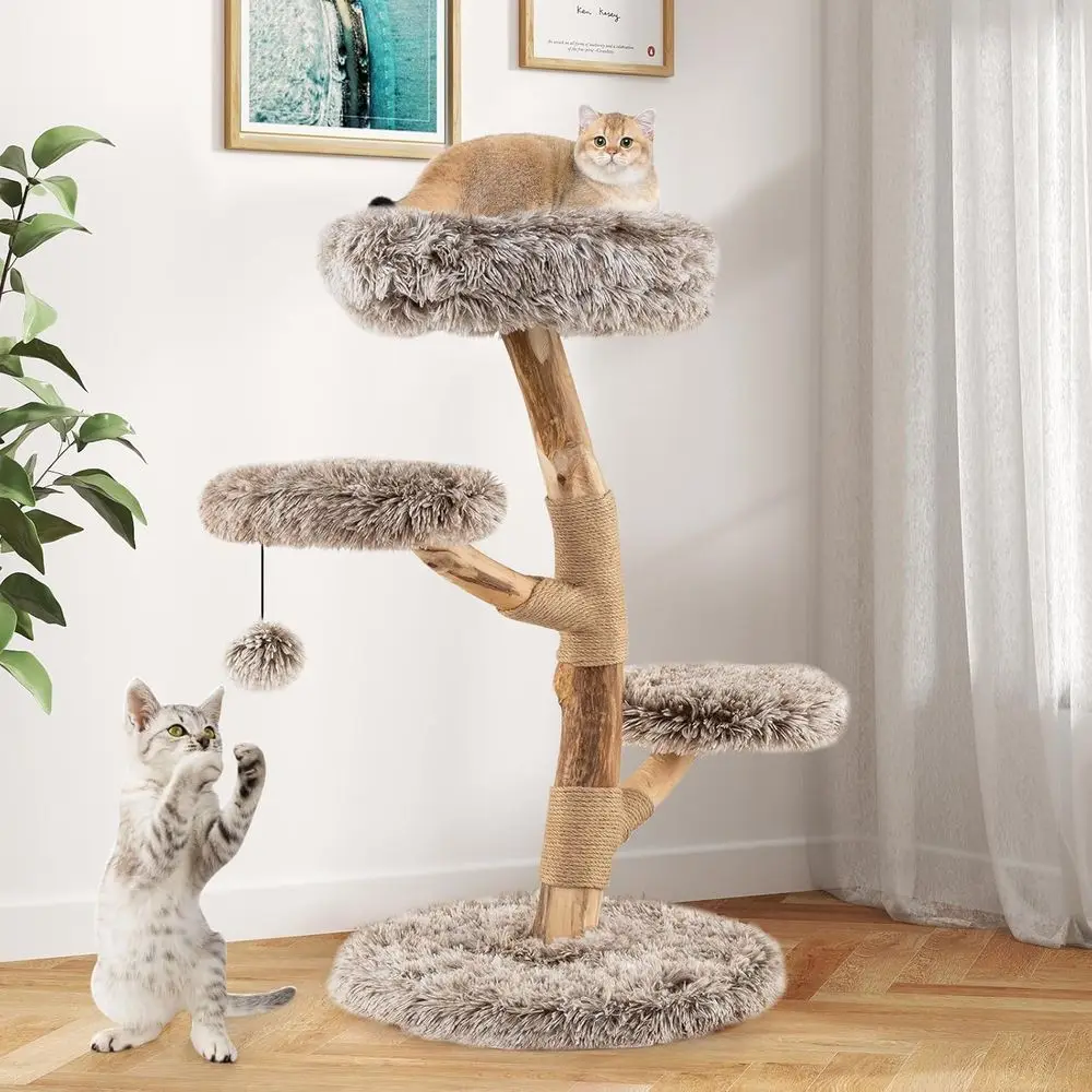 Multi-Level Wooden Cat Tower w - Cat Scratching Post 评论和价格