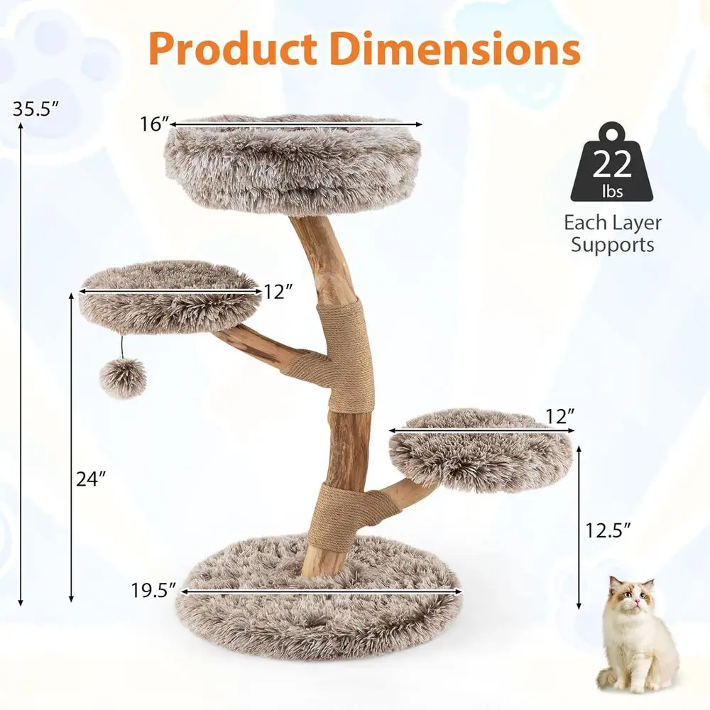 Multi-Level Wooden Cat Tower w - Cat Scratching Post 评论和价格