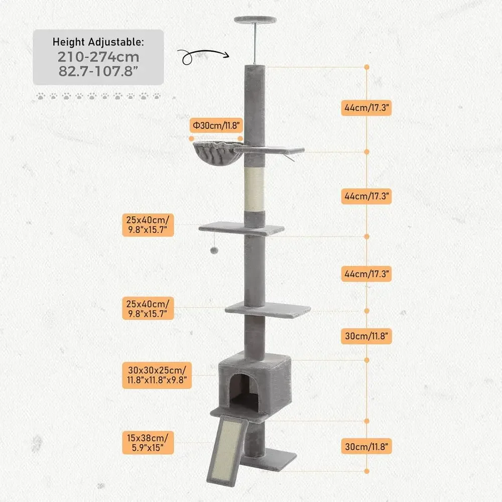 Adjustable 5-Level Cat Tree, 8 - Cat Scratching Post 评论和价格