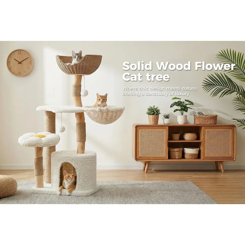 48.5 Tall Solid Wood Cat Tower - Cat Scratching Post 评论和价格