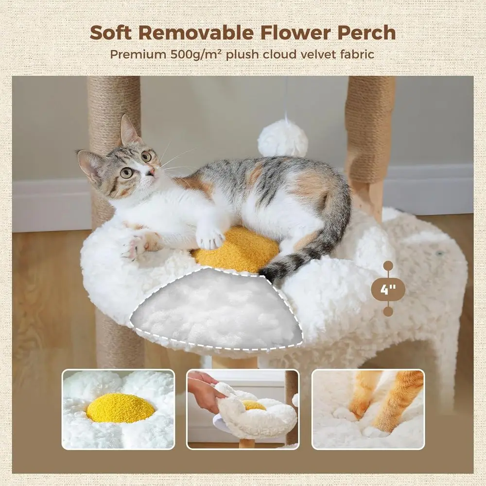 48.5 Tall Solid Wood Cat Tower - Cat Scratching Post 评论和价格