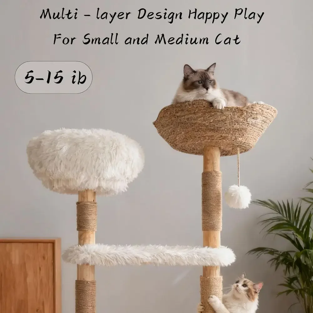 Natural Wooden Cat Tower with  - Cat Scratching Post 评论和价格