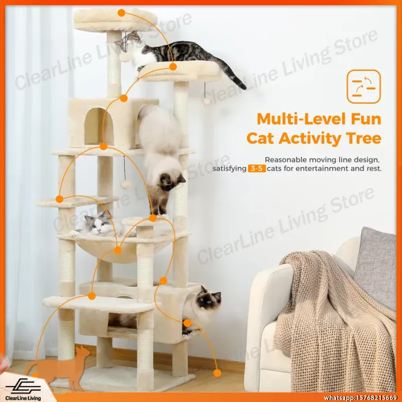 Large Cat Tree Tower for Indoo - Cat Scratching Post 评论和价格